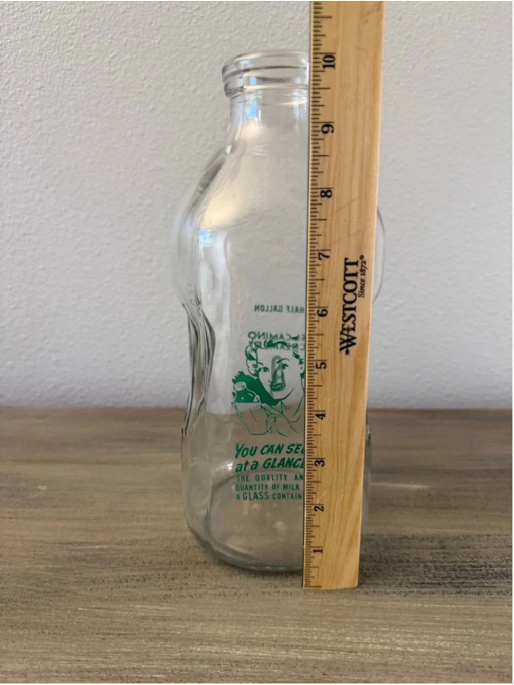 vintage El Camino Creamery half-gallon glass milk bottle San Bruno, CA